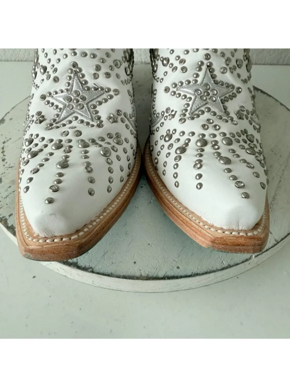 Lane SOLSTICE White Cowboy Boots Embellished Western Cowgirl Tall Snip Toe 11 - Picture 9 of 16